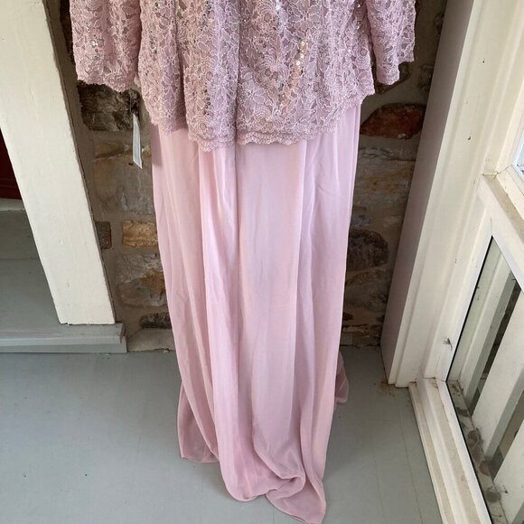 NWT Alex Evenings Long Gown Sequin Lace Bodice & Chiffon Skirt Pink $209 - Picture 9 of 12